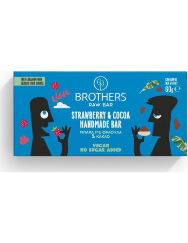 Brothers Healthy Food Μπάρα με Φράουλα & Κακάο Χωρίς Προσθήκη Ζάχαρης 60gr